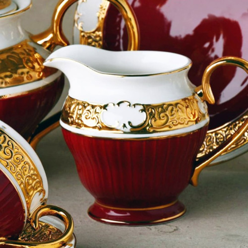 طقم شاي 24 قطعة رويال أحمر جولد 